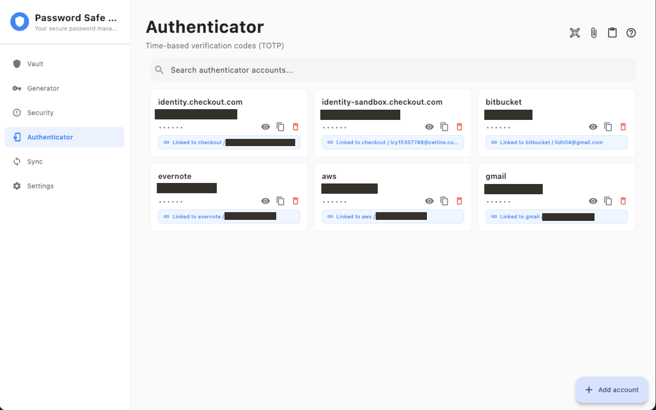 All of your authenticator accounts in one place.